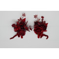 Red & Burgundy Wedding Boutonnieres – Dramatic Faux Floral Accessories