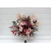Cascading Wedding Bouquet – Faux Bridal Flowers in Burgundy, Dusty Rose & Blush Pink