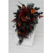 Burgundy, Black, Rust & Dusty Rose Cascading Bouquet – Moody Faux Wedding Flowers