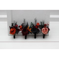 Burgundy, Black, Rust & Dusty Rose Boutonnieres – Moody Wedding Floral Accessories