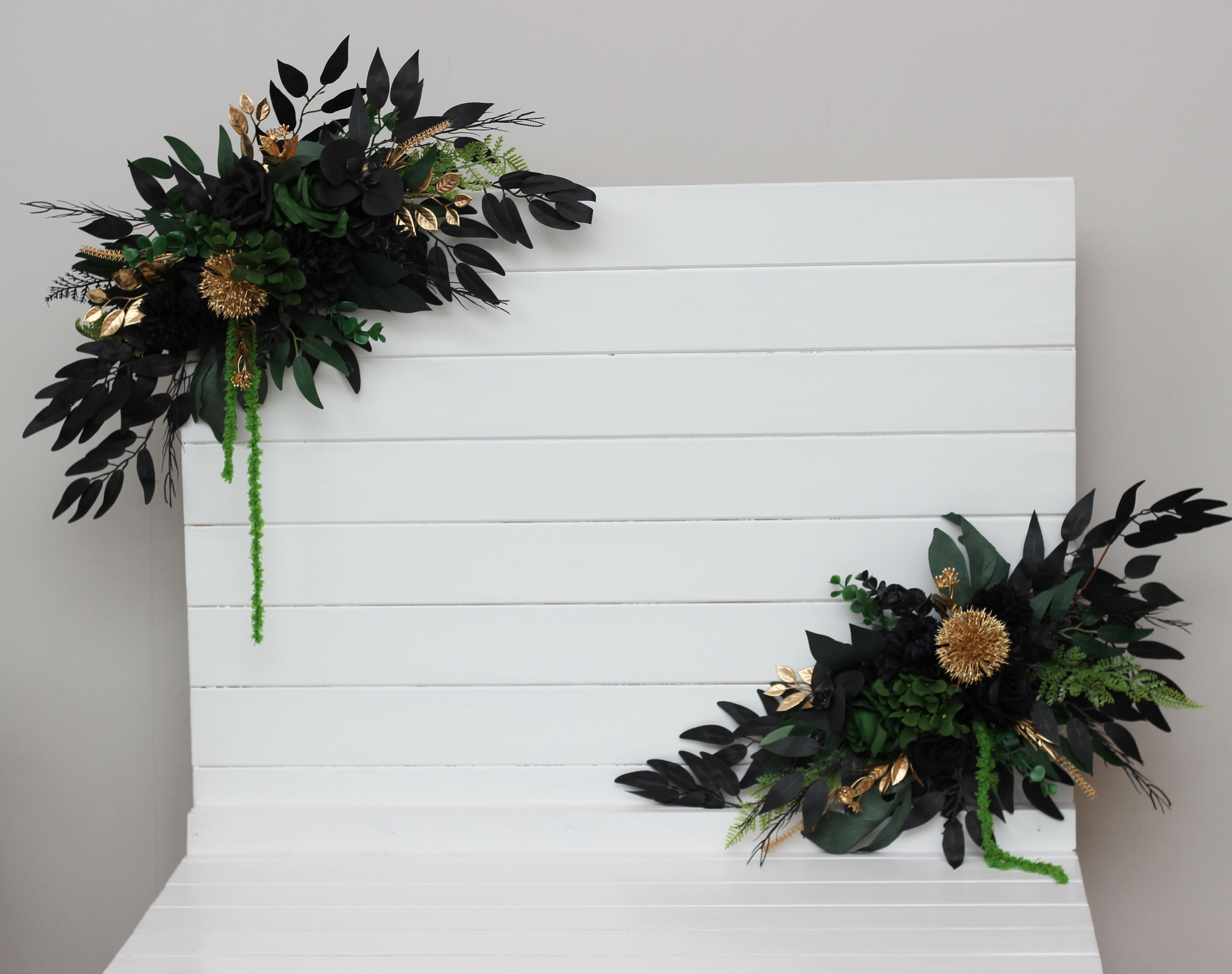 Forest green black and gold floral accessory