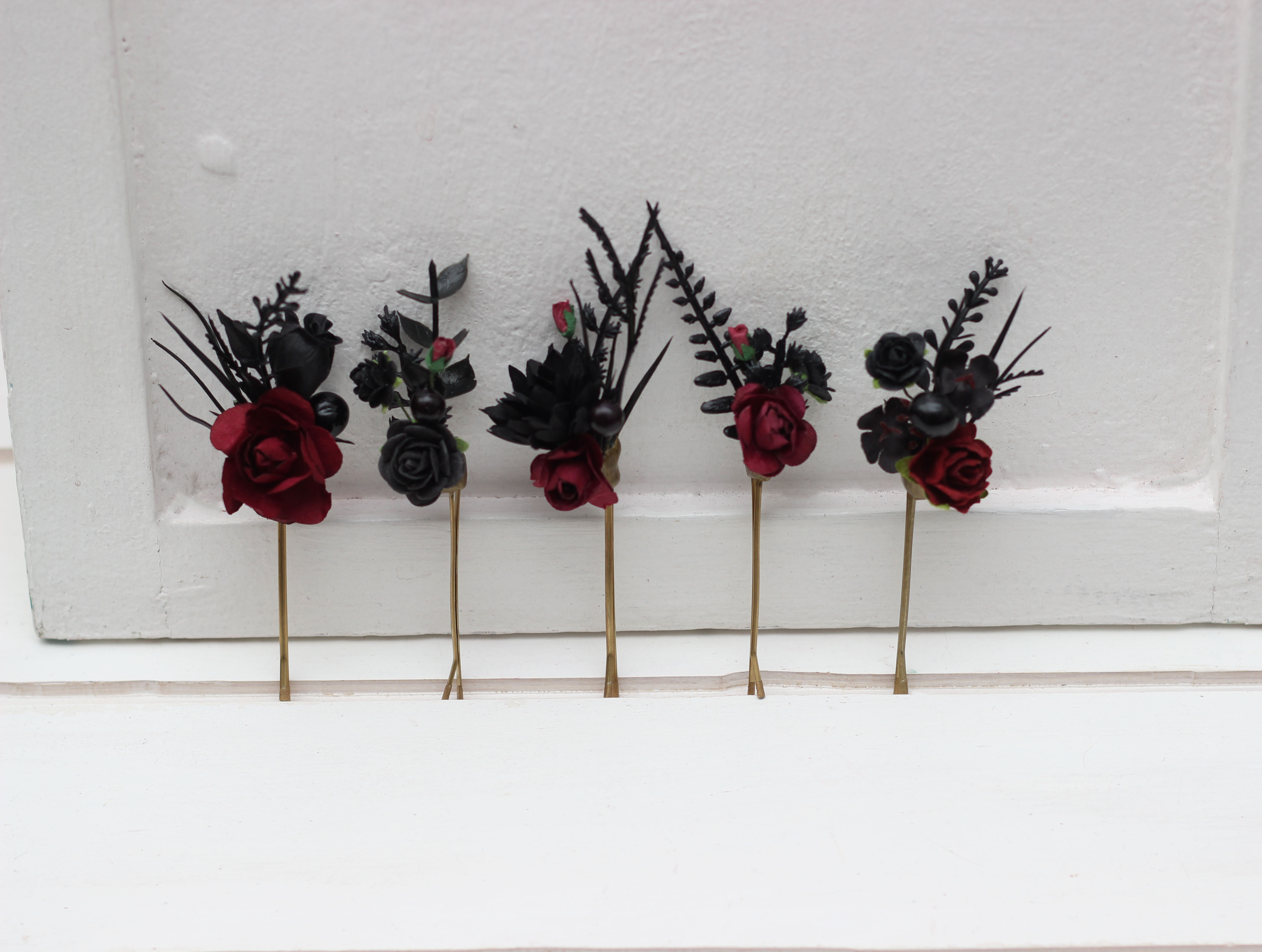 Burgundy and black gothic floral accessory