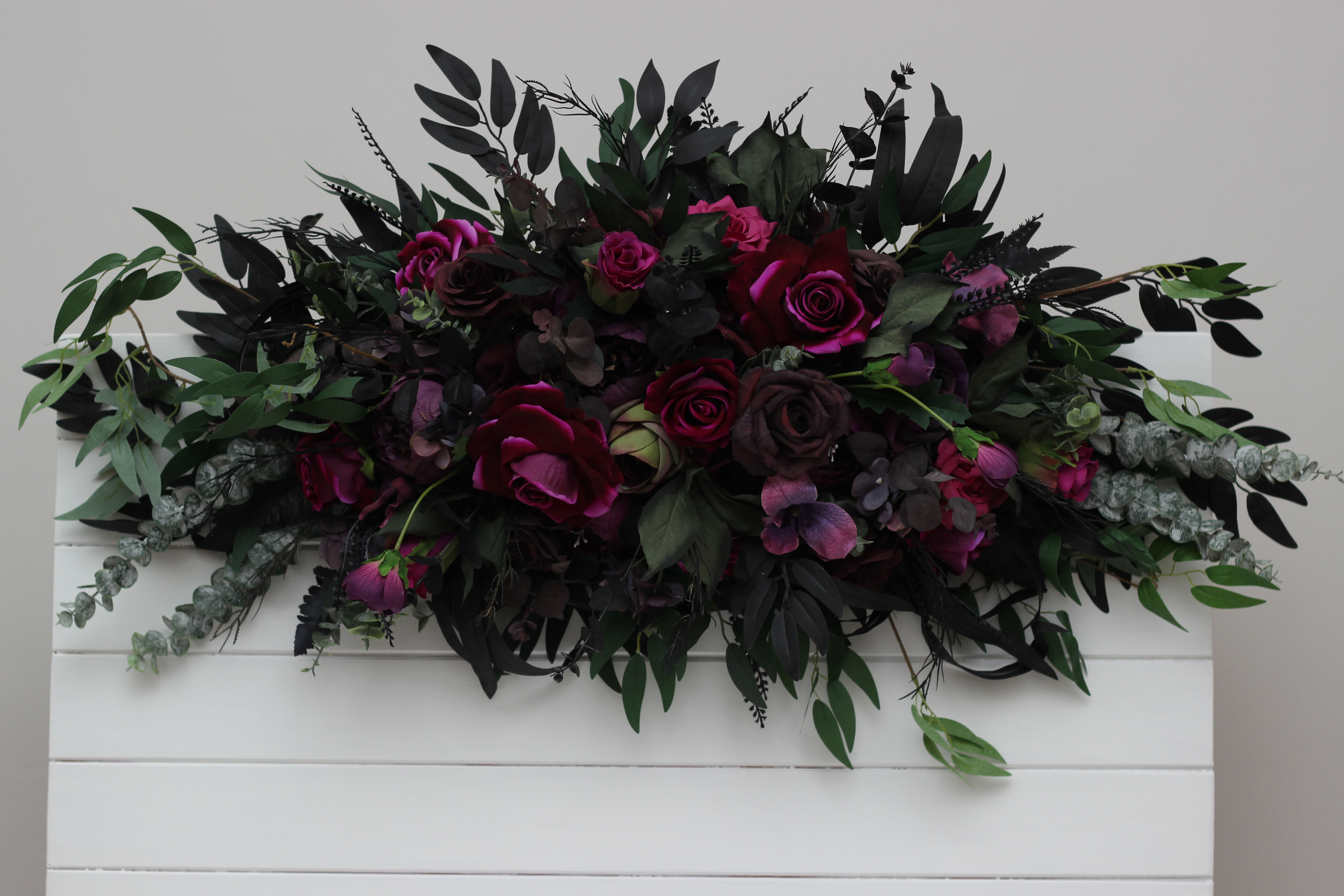 Black purple and magenta wedding flowers