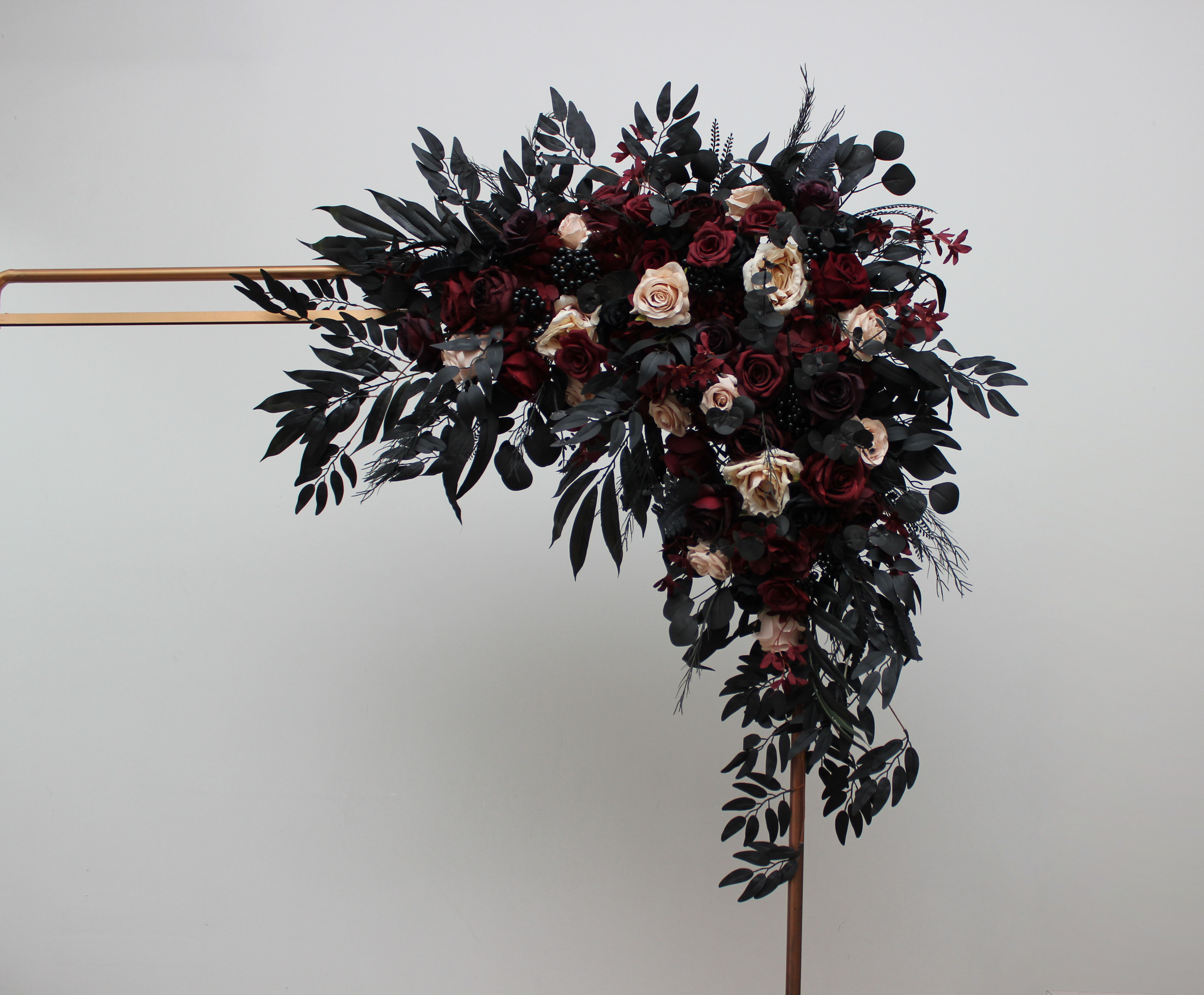Burgundy black gold and beige floral accessory