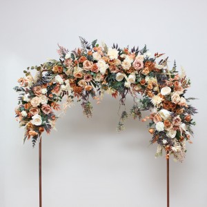  Terracotta ivory flower arrangement for wedding arch. Orange ivory archway flowers for fall wedding. Pergola flowers. Wedding flowers. 0029