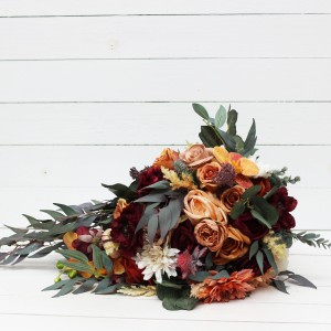 Cascading bouquet for fall wedding. Bridesmaid bouquet bouquet . Orchid dahlia bouquet. Faux bouquet. Wedding flowers. Bridesmaid bouquet. 0035