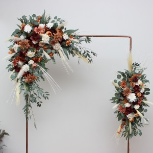  Flower arch arrangement in cinnamon ivory burgundy orange colors.  Arbor flowers. Floral archway. Faux flowers for wedding arch. 5287