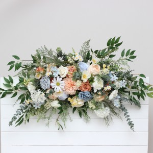  Flower arch arrangement in ivory yellow peach dusty blue  colors.  Arbor flowers. Floral archway. Faux flowers for wedding arch. 5247