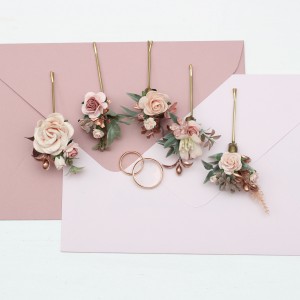  Set of  5 bobby  pins in  blush pink golden rose color scheme. Hair accessories. Flower accessories for wedding.  5299