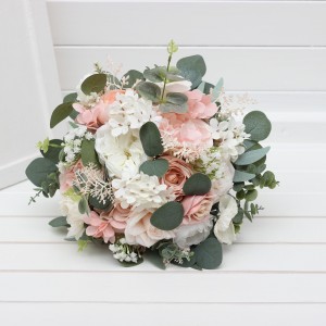 Bouquets in blush pink white color theme. Bridal bouquet. Faux bouquet. Bridesmaid bouquet. 5304