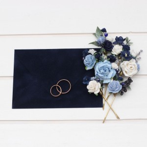 Set of 7 pins. Dusty blue navy blue white hairpins. Flower bobby pins. Floral headpiece. Bridal flower accessories. Bridesmaid gift.  5308