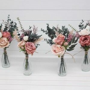 Mini bouquets for vases. Flowers for wedding decor. Dusty rose cream blush pink bouquet. Centerpiece. 5122
