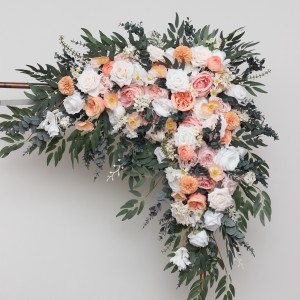 Flower arch arrangement in blush pink white peach yellow flowers colors. Arbor flowers. Floral archway. Faux flowers for wedding arch. 5301 Flower arch arrangement in blush pink white peach yellow flowers colors. Arbor flowers. Floral archway. Faux flowers for wedding arch. 5301