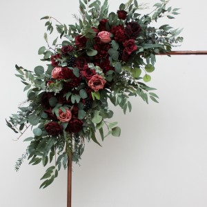  Flower arch arrangement in burgundy dusty rose colors.  Arbor flowers. Floral archway. Faux flowers for wedding arch. 5329