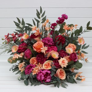 Standing flowers in magenta peach coral  color scheme. Aisle flowers. Wedding decorations. Floor flowers. 5295