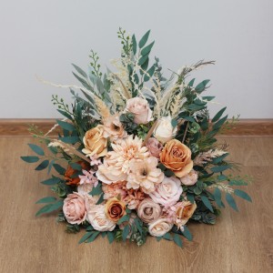 Standing flowers in orange blush pink color scheme. Aisle flowers. Wedding decorations. Floor flowers. 5071