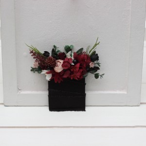 Pocket boutonniere in burgundy black green beige ivory color scheme. Flower accessories. Pocket flowers. Square flowers. 5279