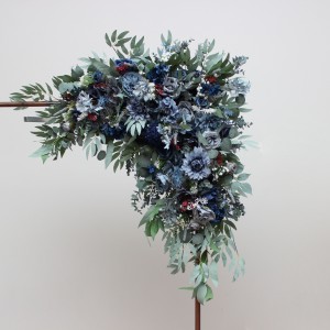  Flower arch arrangement in navy blue dusty blue burgundy sage green colors.  Arbor flowers. Floral archway. Faux flowers for wedding arch. 5332