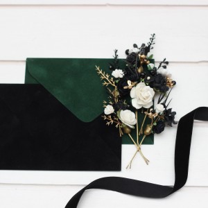  Set of 6 hair pins in black white gold color scheme. Flower hair pins. Hair accessories. Flower accessories for wedding.  Bridesmaid gift.  5283-b-1