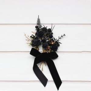  Set of 5 hair pins in  black gold color scheme. Flower hair pins. Hair accessories. Flower accessories for wedding.  Bridesmaid gift.  5283-b-2