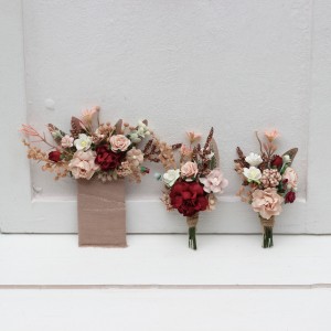  Wedding boutonnieres  in blush pink burgundy color scheme. Flower accessories. Pocket boutonniere. Square flowers. Rustic wedding. 5342