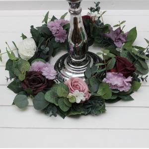 Lantern wreath for table. Floral centerpiece for candles. Wedding faux flowers for decor.  5430