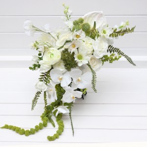 Bouquets in white and green color theme. Bridal bouquet. Faux bouquet. Bridesmaid bouquet. 5361