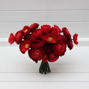 Red wedding bouquet. Bridal bouquet. Faux bouquet. Bridesmaid bouquet. 5365