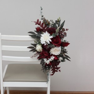 Aisle flowers in burgundy ivory scheme. Chair flowers. Sign flowers. Marker flowers. Wedding flowers. Flowers for wedding decor. 0040