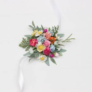 Colorful wrist corsage.  Wildflowers. 5306