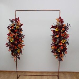 Sunflowers floral arch arrangement .Burgundy orange purple flowers. Fall archway. Faux wedding flower decor . Pergola flowers Fireplace flowers. 5385