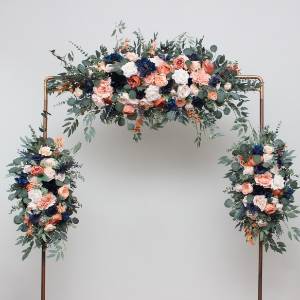  Flower arch arrangements in peach and navy blue colors.  Arbor flowers. Floral archway. Faux flowers for wedding arch. 5408