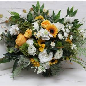 Sunflower bouquet bridal and bridesmaid bouquets. White yellow faux bouquet for rustic wedding . Artificial blooms. 5237 Sunflower bouquet bridal and bridesmaid bouquets. White yellow faux bouquet for rustic wedding . Artificial blooms. 5237