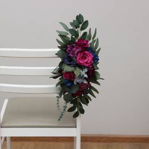Aisle flowers in jewel tone color scheme. Chair flowers in navy blue, magenta, fuchsia, purple, and emerald green colors. Sign flowers. Marker flowers. Wedding flowers. Flowers for wedding decor. 5416 Aisle flowers in jewel tone color scheme. Chair flowers in navy blue, magenta, fuchsia, purple, and emerald green colors. Sign flowers. Marker flowers. Wedding flowers. Flowers for wedding decor. 5416