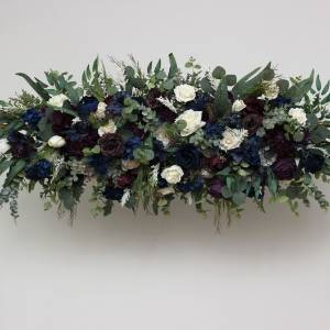 Plum, Ivory & Navy Blue Faux Flower Wedding Arch Arrangement. 5450 Plum, Ivory & Navy Blue Faux Flower Wedding Arch Arrangement. 5450