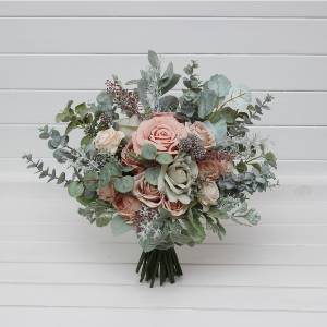 Sage Green & Dusty Rose Faux Bridal and Bridesmaid Bouquets. 5464 Sage Green & Dusty Rose Faux Bridal and Bridesmaid Bouquets. 5464