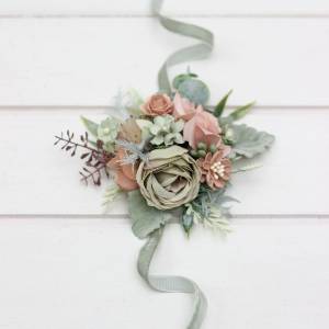 Sage Green & Dusty Rose Wrist Corsage. 5464 Sage Green & Dusty Rose Wrist Corsage. 5464