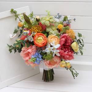 Colorful Spring & Summer Faux Bridal Bouquet.  5466