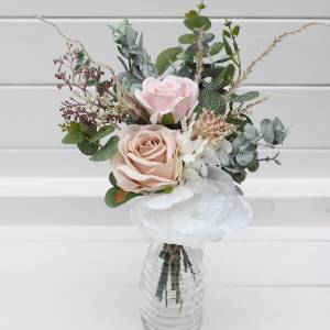 Blush Pink, White & Beige Table Fowers. Mini Bouquets For Vases. 5465 Blush Pink, White & Beige Table Fowers. Mini Bouquets For Vases. 5465