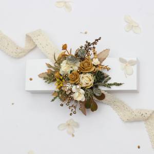 Mustard, Gold, Ivory & Yellow Wrist Corsage.  5468