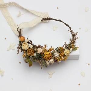 Mustard, Gold, Ivory & Yellow Flower Crown. 5468 Mustard, Gold, Ivory & Yellow Flower Crown. 5468