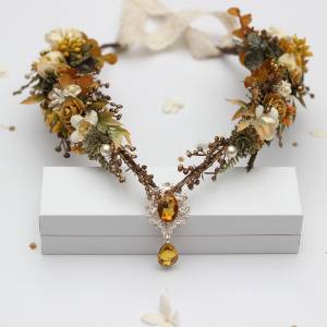 Mustard, Gold, Ivory & Yellow Elven Crown.  5468