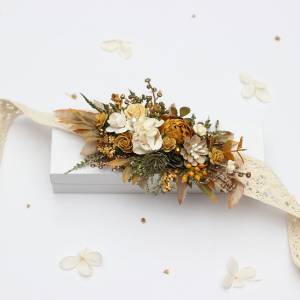  Mustard, Gold, Ivory & Yellow Flower Belt. Floral sash.  5468