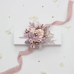 Lilac & Blush Pink Wrist Corsage. Prom Bracelet. 5473