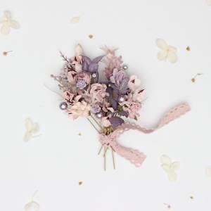 Lilac & Blush Pink Flower Hair Pins. Set of 6. 5473