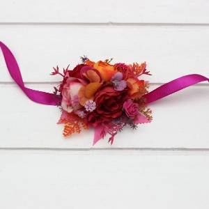 Orange, Magenta, Pink & Red Wrist Corsage. 5457