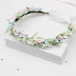 Pastel Wildflower Flower Crown, Colorful Floral Headband for Flower Girl. 5475