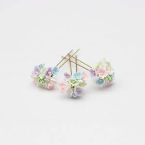 Pastel Wildflowers Floral Hair Pins.  5475