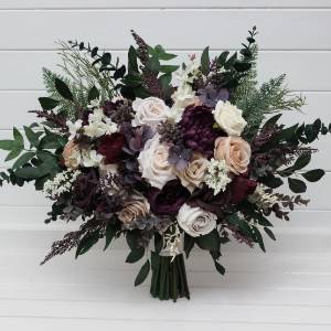 Purple, Blush Pink, Beige & Ivory Wedding Bouquets – Bridal and Bridesmaid Flowers. 5474