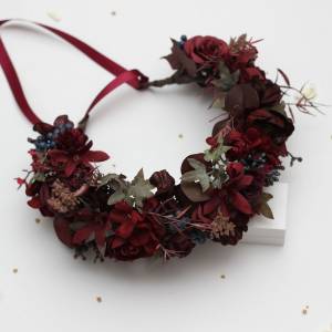 Burgundy & Blue Berry Flower Crown. Hair wreath. 5487 Burgundy & Blue Berry Flower Crown. Hair wreath. 5487